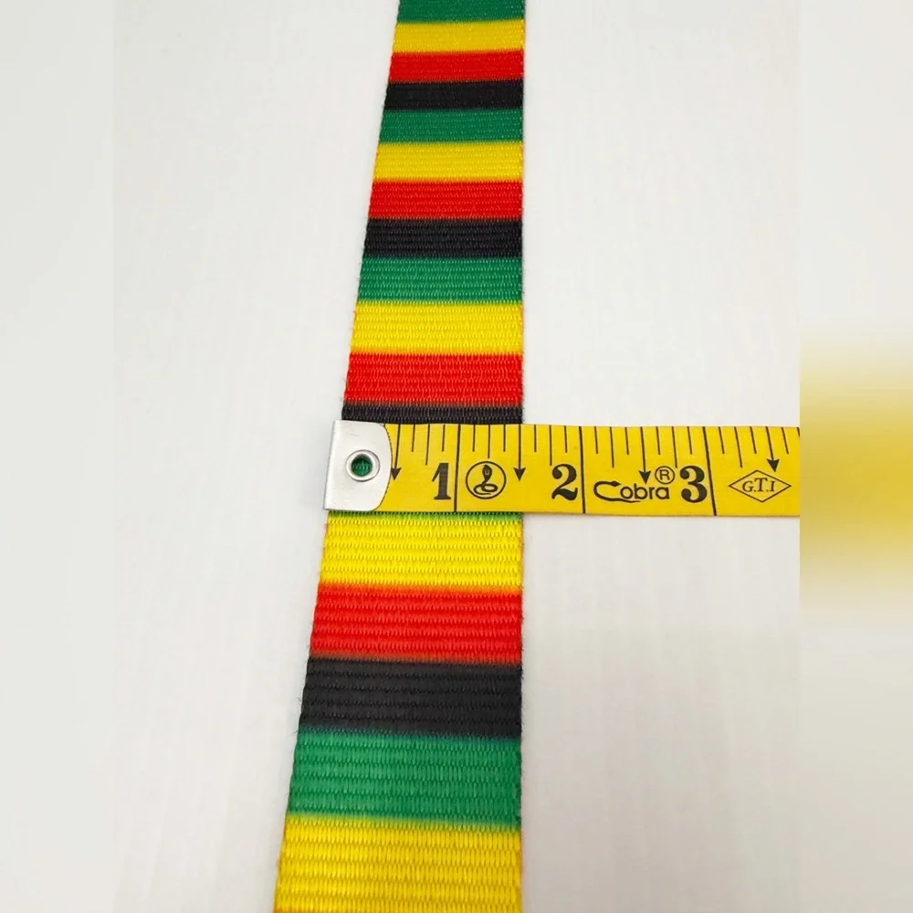Croakies Rasta Vibrant Striped Belt with Silver Buckle